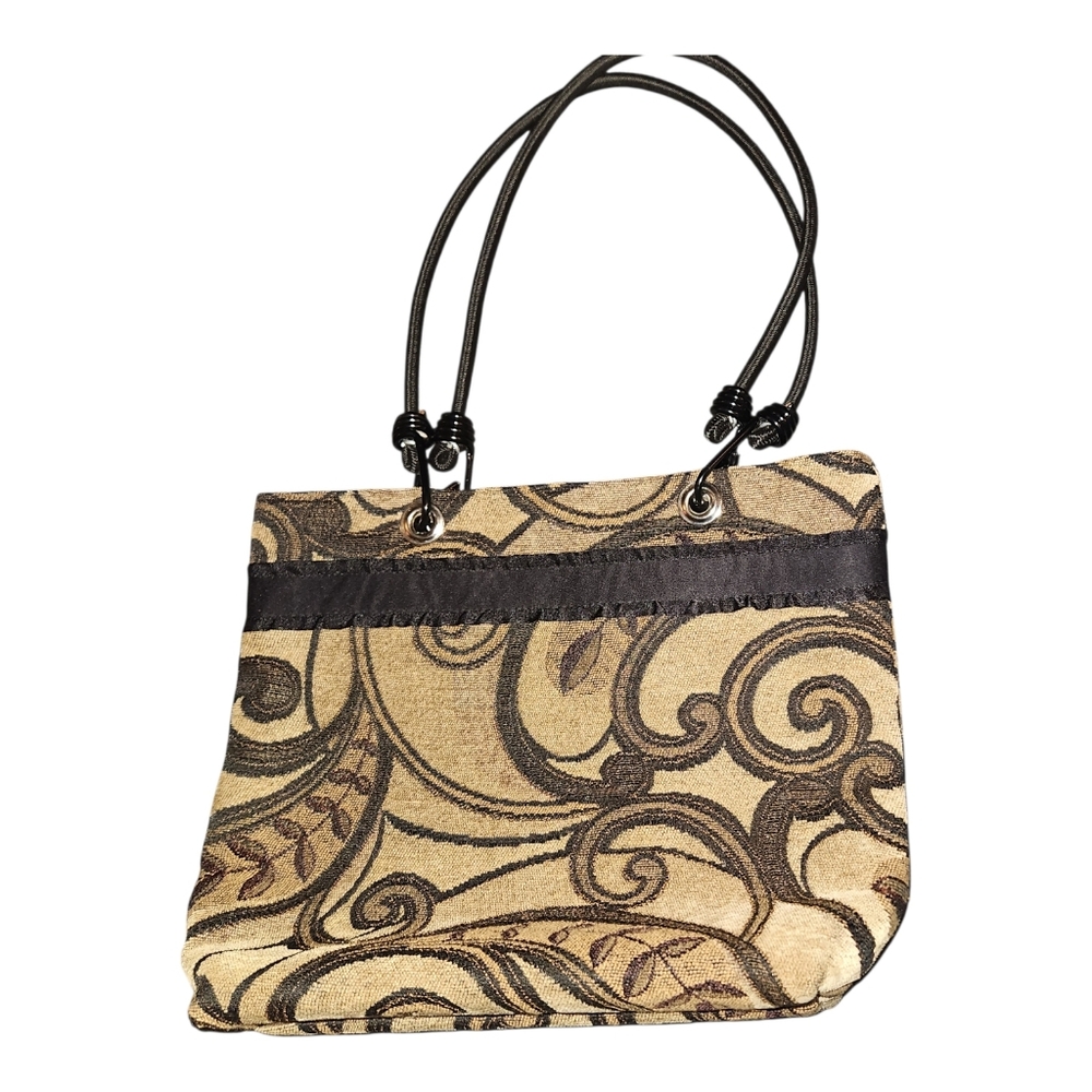 Tapestry Boho Purse with Bungee Straps w/3 Interior Pockets